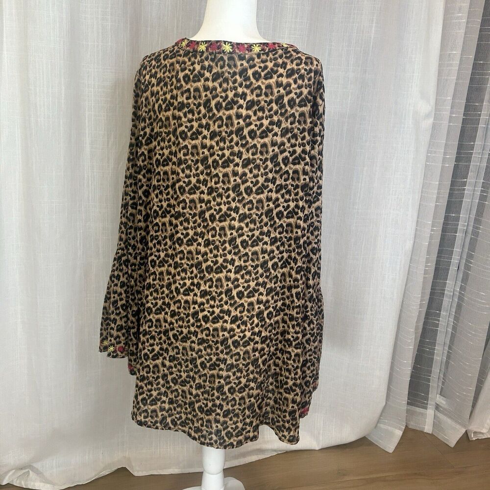 ODDY Women 3XL‎ Top Blouse Long Sleeve Animal Embroidered Peasant Boho Lagenlook - Picture 3 of 13